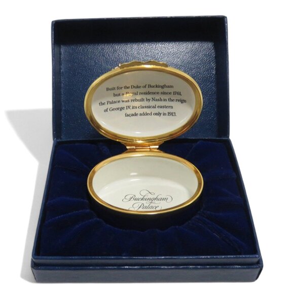 Buckingham Palace HALCYON DAYS Enamel Oval Trinket Box and Blue Presentation Box - Picture 2 of 10